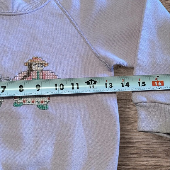Vintage Cheetah by Mervyns Childrens Sweatshirt Lavender Embroidered 5/6 - Picture 6 of 9